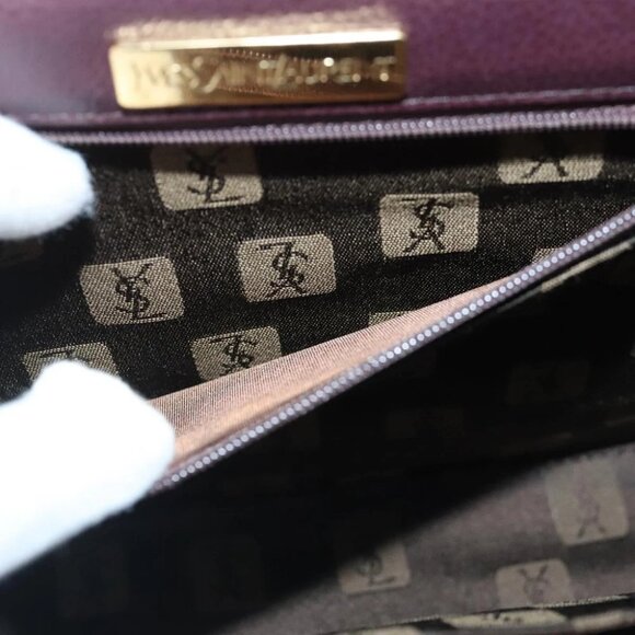 SAINT LAURENT Hand Bag Leather 2way Purple Gold - Picture 15 of 16